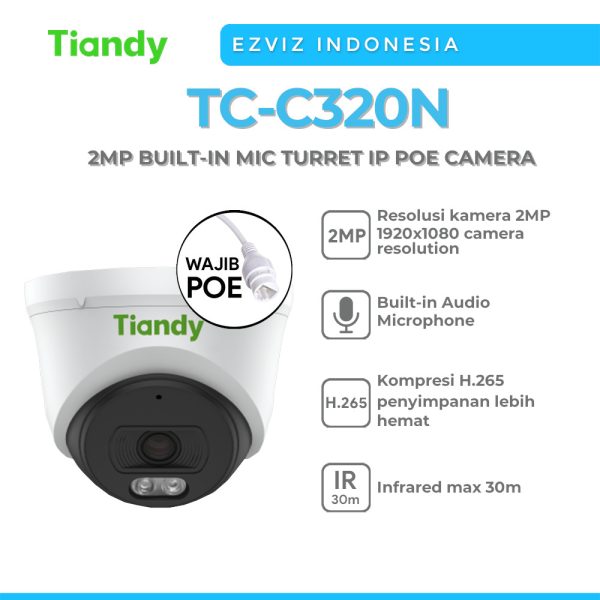 دوربین مداربسته تحت شبکه مدل Tiandy 2mp Tc-c320n turret camera - Image 2